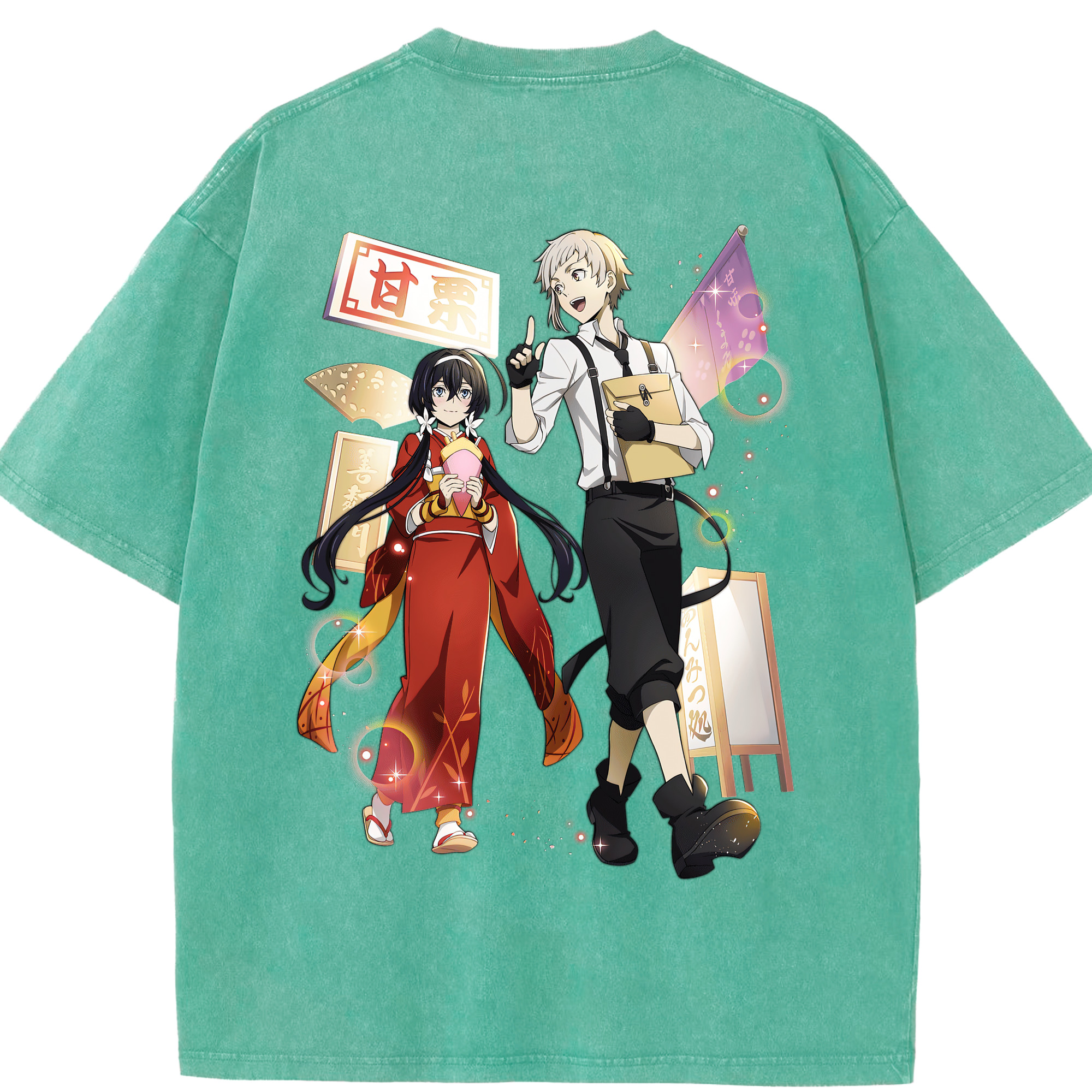 （画像用） 文豪ストレイドッグス Bungo Stray Dogs 綿100% ヴィンテージ風 半袖Tシャツ（背面プリント）
